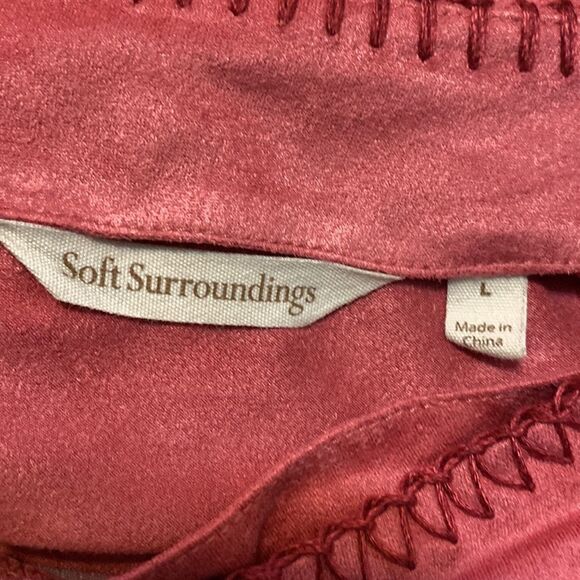 Soft Surrounding Pink Izzy Faux Suede bell sleeves top, size Large - Picture 4 of 4